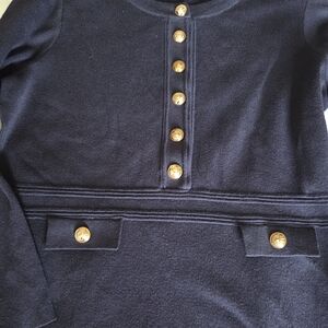 Navy Dress with Gold Buttons
